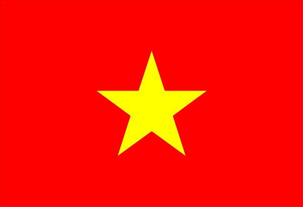The flag of Vietnam with a star on it against a gray background.