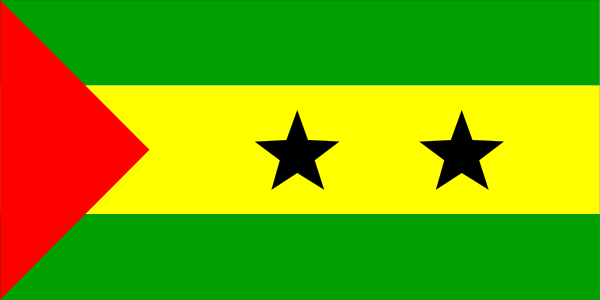 The flag of Haiti with a star on it flying over an unseen country.