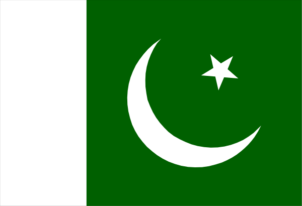 The flag of Pakistan with a white background on its right side.