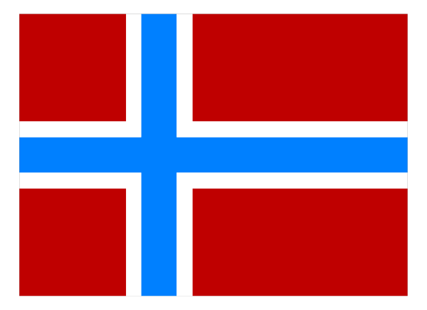 The flag of Norway with a black border on either side.