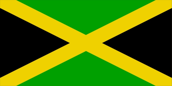 The flag of Jamaica with a cross stitch pattern on it.
