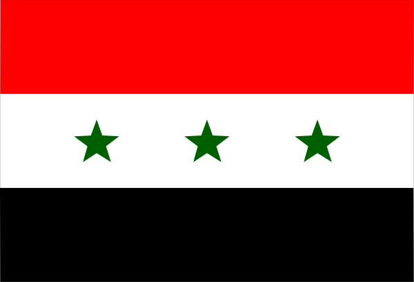 The flag of Syria with a pixelated effect on it.