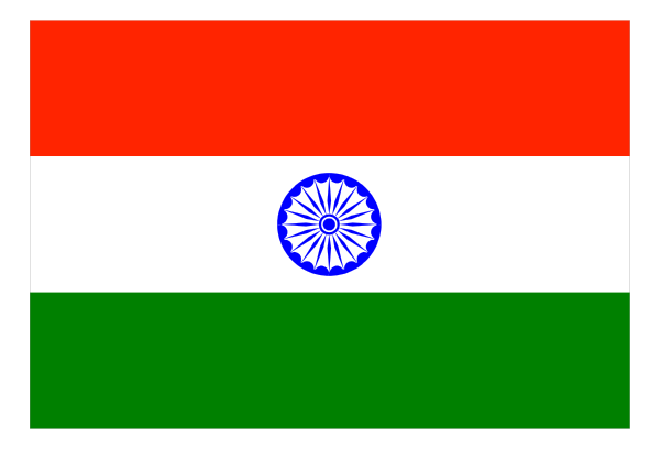 The flag of India with a black border on either side displayed against an Indian background featuring red stripes.