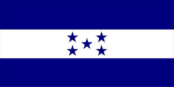 The flag of Haiti with a blue stripe on top.