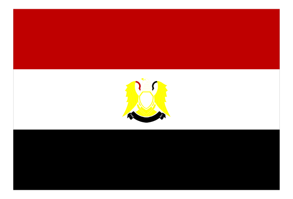 The flag of Egypt with a pixelated effect on it against a black background.