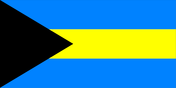 The image shows a stylized graphic of an arrow pointing to its right with two vertical lines on either side; it is colored in blue and yellow stripes against a gray background.