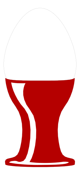 The image shows a red mug with white handle on its side against a black background; it is stylized as clip-art.