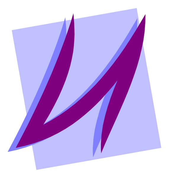 The image shows a stylized graphic of an abstract design with geometric shapes resembling letters "A" and "N," predominantly in shades of purple against a white background.