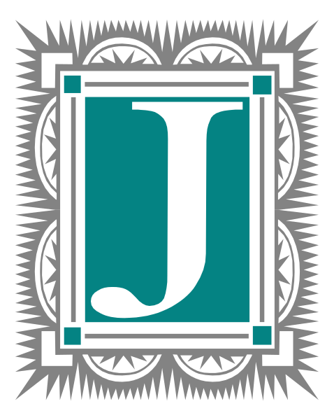 The logo features a monogrammed letter "J" with an intricate design surrounding it within what appears to be a decorative border that resembles architectural elements such as columns and arches.