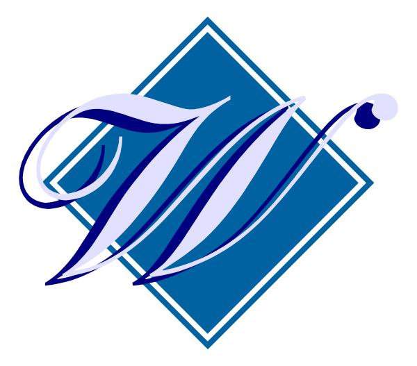 The logo features a stylized letter "W" with an elegant cursive script above it on top of a blue square background.