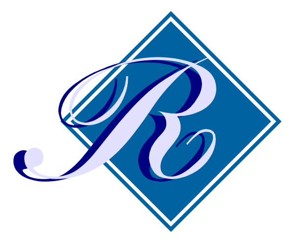 The logo of a company with an initial 'R' inside a blue diamond shape on top right corner.