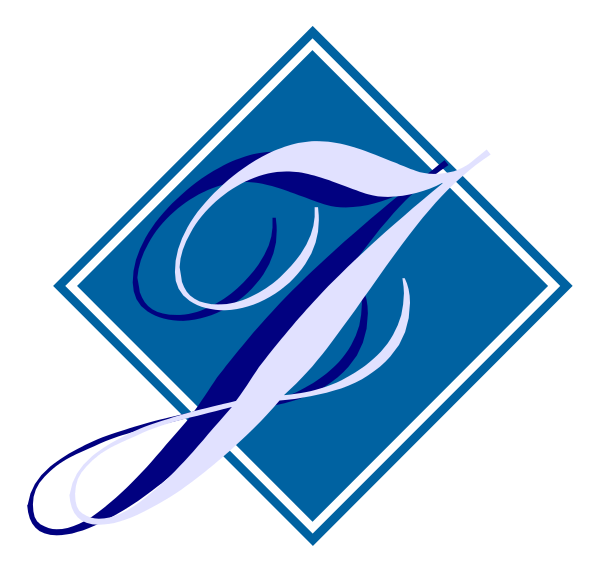 The logo features a stylized letter 'J' with an elegant cursive script above it on top of a blue diamond background.