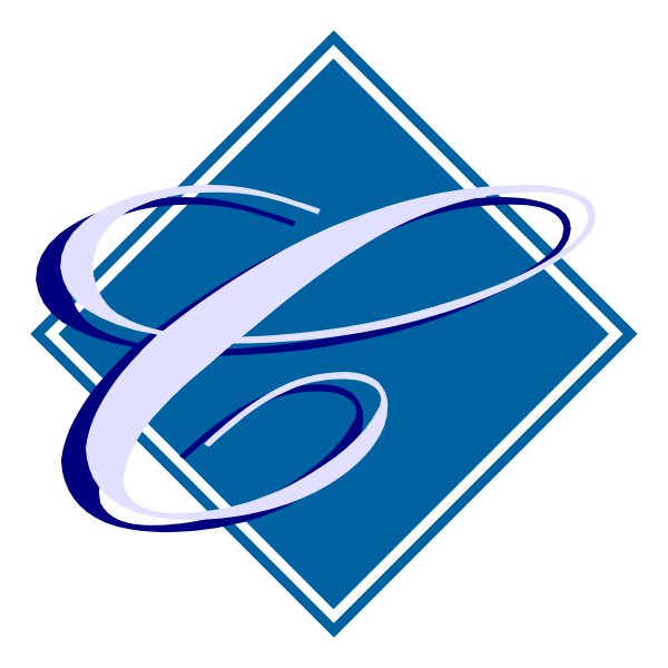 The logo features a stylized letter 'C' with an elegant swirl design above it on top of a blue background within what appears to be a diamond shape border.