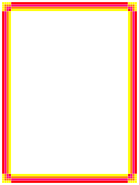 The image shows a simple graphic of an open book with no pages visible against a red background inside what appears to be a black frame within another larger yellow-orange border on a gray surface.
