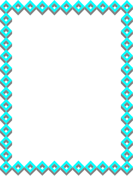 The image shows a black square with blue diamond patterns on its sides within another larger frame that has similar diamonds along all four edges.