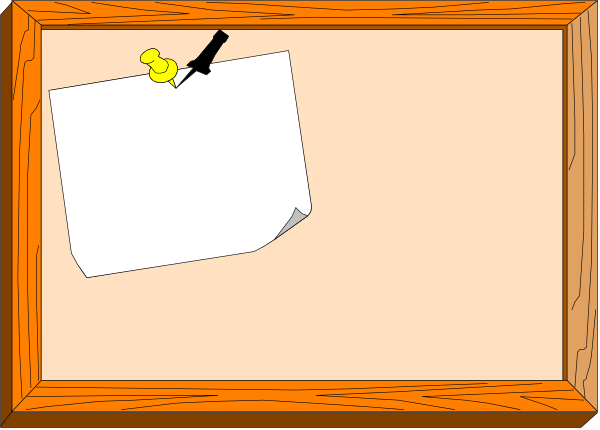 The image shows a wooden desk with an open notebook on it next to a pencil holder containing two pens; there is no text in this clip-art illustration.