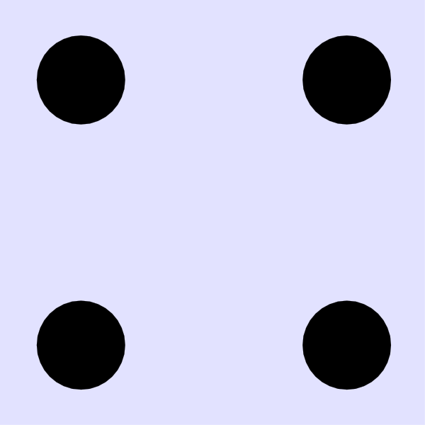 The image shows a black dot pattern with six dots arranged symmetrically around each other on what appears to be an abstract background in shades of blue-gray.