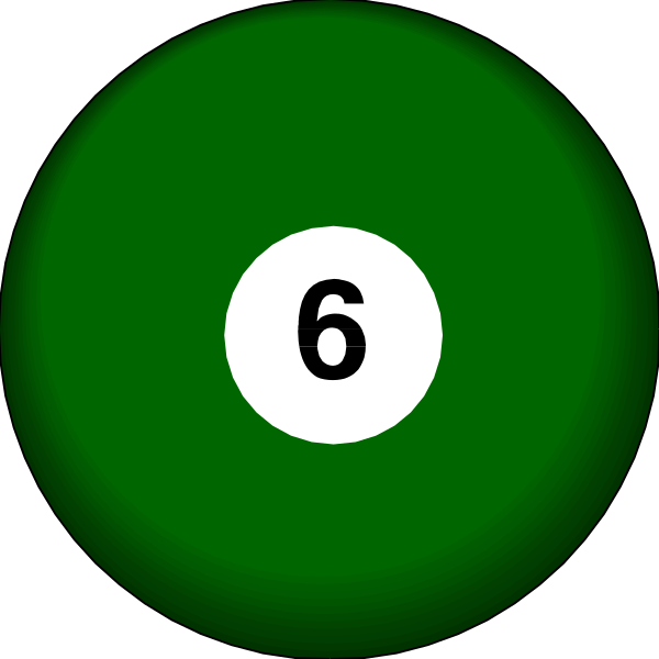The image shows a pair of pool balls with numbers on them: 6 is visible at top left corner; bottom right ball has no number shown in this viewpoint. There's also an object that resembles a cue stick, but it appears to be just one side or end of the cue and not fully depicted within frame. The background color behind these objects seems dark greenish-blue, providing contrast with the lighter colors on balls 6 & 7. This is likely meant for illustrative purposes in contexts like pool games where players aim at specific numbers to score points