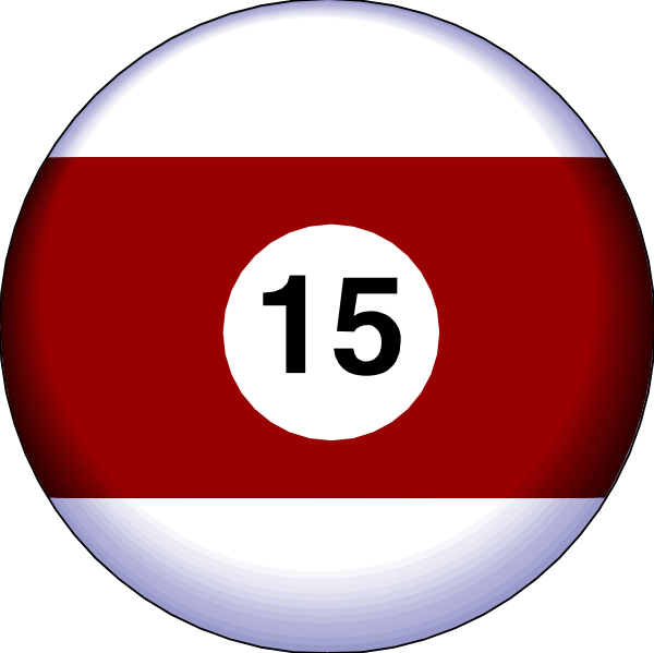The image shows two pool balls with a number "15" on them against a black background.