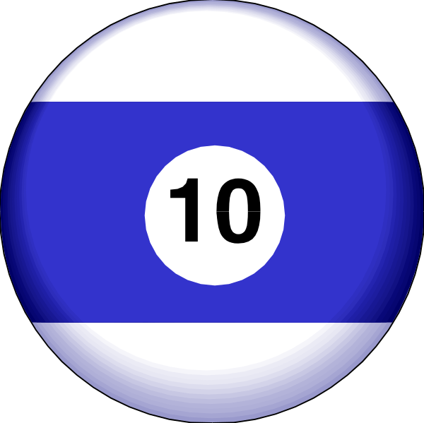 The image shows two pool balls with a number "10" on them against a blue background that resembles billiard table cloths.