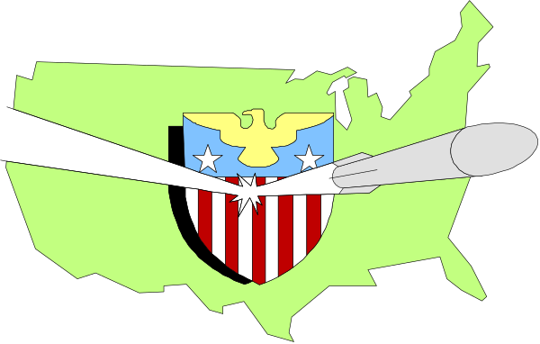 The image shows a stylized graphic of an American flag with stars on it to its left side, superimposed over what appears to be a map of the United States in green tones. On top right corner there is a shield emblem featuring two crossed swords and above them, a bald eagle holding arrows; below this symbol are three stripes resembling an American flag with stars on it at its center. The background behind these elements has black silhouettes of the United States' continental states in white outlines against a darker backdrop that suggests night or