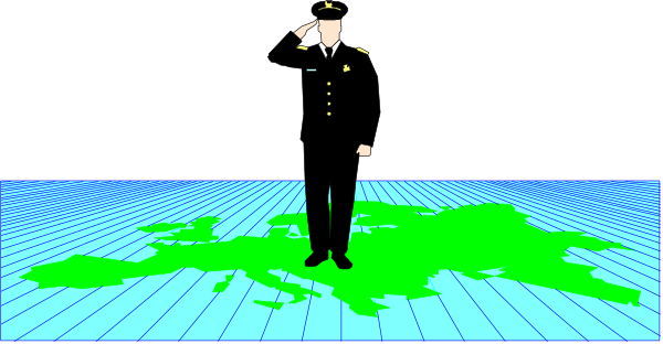 The image shows a pixelated scene of two figures standing on a stage with green stains around them; there is no text present in this clip-art representation.