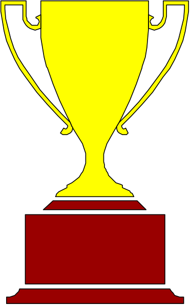 The image shows a trophy with two handles on either side of it, placed against an unseen background; there is no text present in this clip-art illustration.
