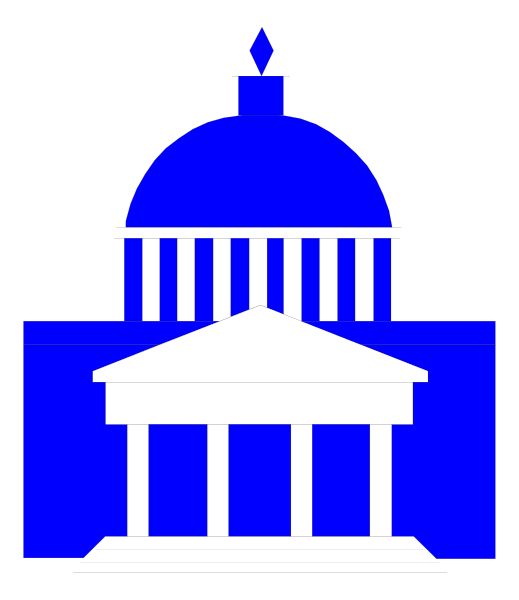 The image shows a stylized representation of an American flag with stars on top left corner next to building that resembles capitol hill in Washington DC.