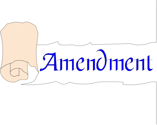 The image shows a black background with white text that reads "AMENDMENT" on it.
