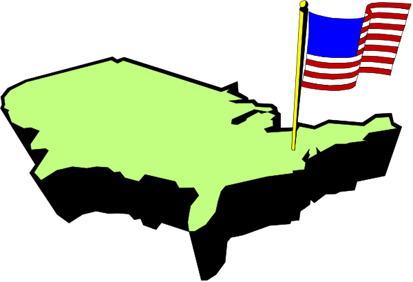 The image shows a stylized map of North America with flags from two countries superimposed on it: an American flag in one corner and what appears to be another country's flag near its center.