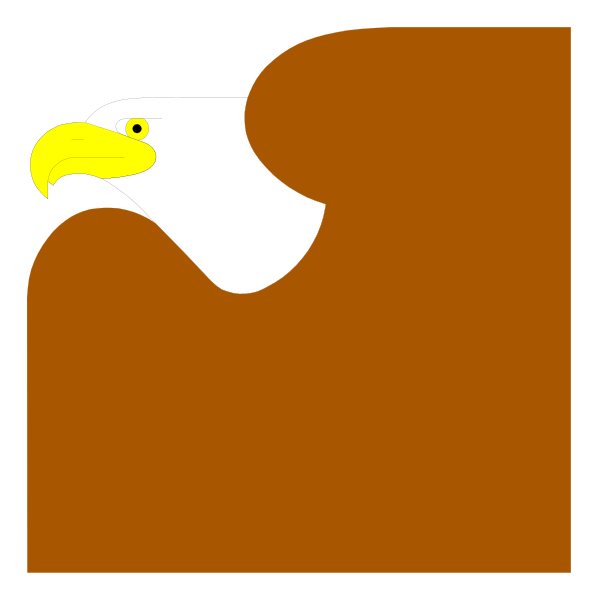 The image shows a cartoon eagle with its wings spread inside an outline of what appears to be a brown box.