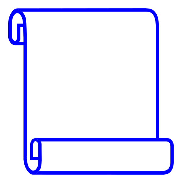 The image shows a blue outline of paper with two rolled edges on either side, suggesting it is an illustration rather than actual physical material like toilet tissue rolls.