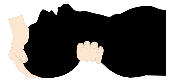 The image shows a black silhouette of two hands with fingers extended outward against an indistinct background.