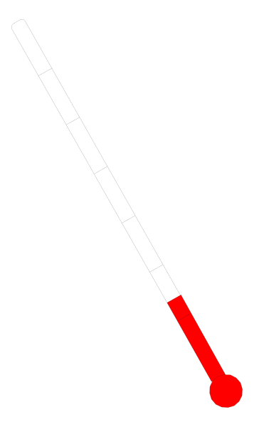 The image shows a digital thermometer with an orange temperature indicator on it against a gray background.