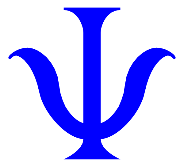 The image shows a blue logo with an abstract design that includes two intertwined lines forming what appears to be stylized lettering resembling Greek letters alpha (α) and beta (β).