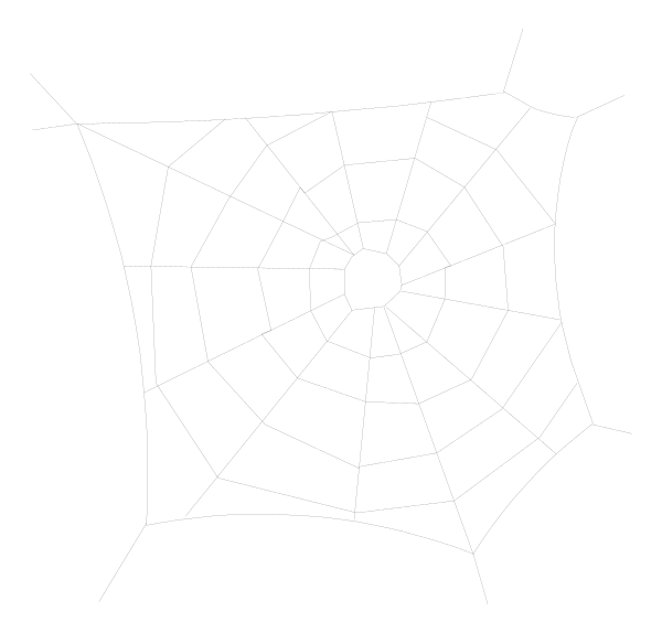 The black and white photo shows a simple line drawing of two rectangles with rounded corners connected by straight lines to form an abstract shape resembling a stylized letter 't'.
