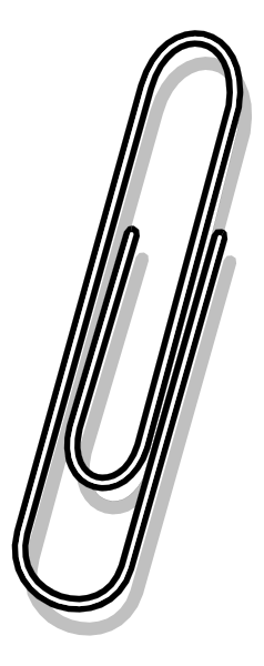 The image shows a paperclip with an attached piece of paper that has text on it; however, due to its small size in this clip-art format, specific details about objects, people, animals, actions, and setting cannot be confidently determined from this description alone.