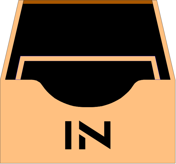 The image shows two open cardboard boxes with a black background inside them against an orange backdrop; there is no text present in this clip-art illustration.