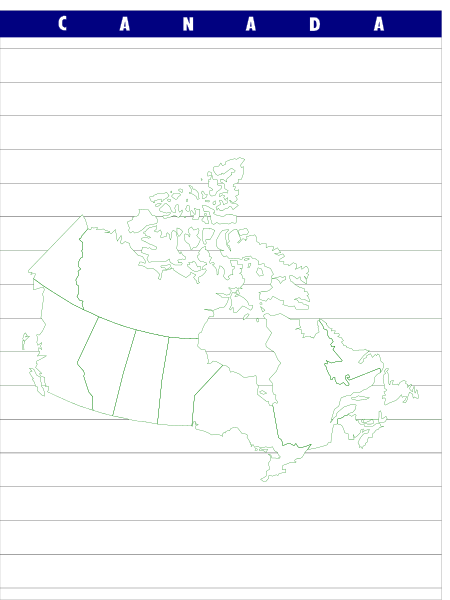 The image shows a map of Canada with its provinces labeled on it within an educational context that includes text related to learning about Canadian geography.