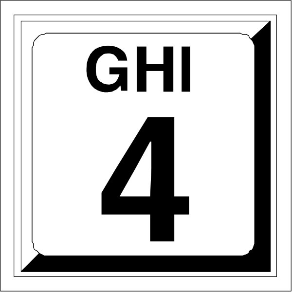 The image shows a sign with text that reads "GH4 CHI 10". It is an iconic symbol of highway route identification in many countries around the world. This particular one indicates Ghana, specifically on Route Four and at Checkpoint Five (CHI). There are no other objects or people visible within this image; it focuses solely on providing information about a specific location along that roadway system.