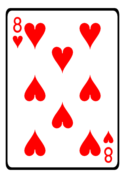 The card shows a royal flush of hearts on it with no other cards visible.