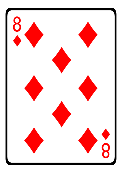 The card shows a royal flush of spades with eight hearts on it.