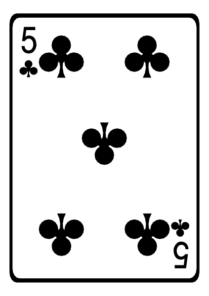 The card shows a royal flush of spades with hearts on it as well.