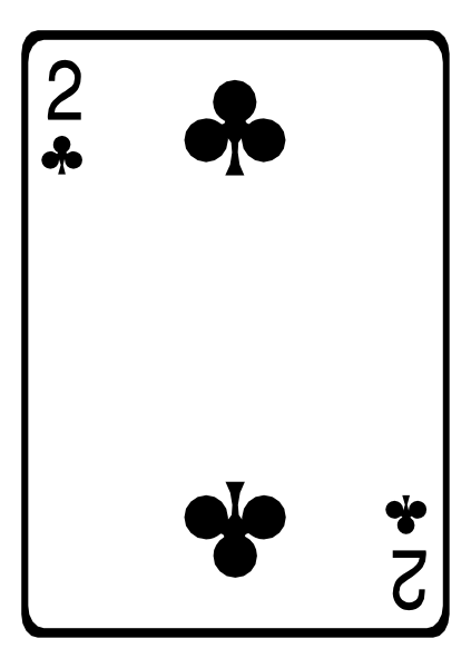 The card shows a spade suit with two clubs on it; there's no text visible within this small clip-art image.