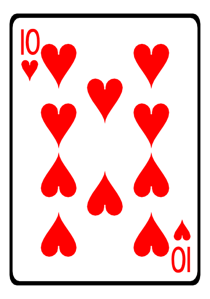 The card shows a royal flush of hearts with four aces on top.