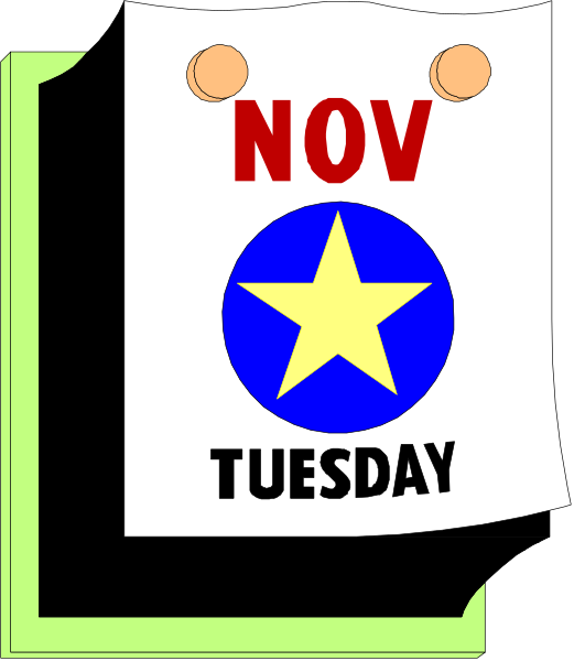 The image shows a calendar with "November Tuesday" written on it next to an asterisk symbolizing that day is Thanksgiving Day in America.