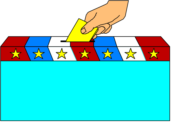 The image shows a hand holding an object that resembles a piece of paper with stars on it over two boxes labeled "USA" and "RUSSIA," suggesting some sort of voting process related to these countries, possibly in relation to space exploration given the star motif.