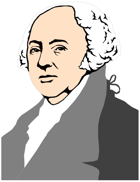 The black and white illustration depicts a man with glasses wearing a suit jacket over his shoulder, sitting at an easel in front of him.