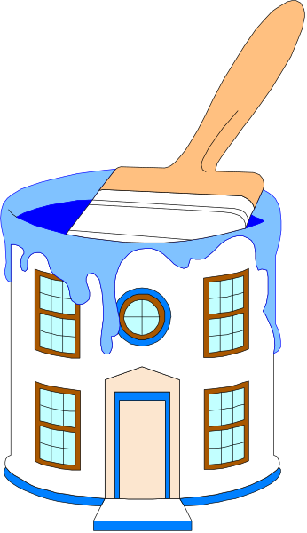 The image shows a cartoon depiction of an ice cream cone with two scoops on top being dipped into blue liquid that resembles melted chocolate in front of what appears to be a house, suggesting it's raining from above; there is also a small brown cup and spoon next to the container.