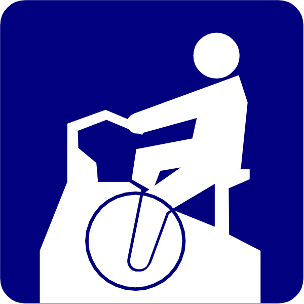 The image shows a blue icon of an arcade game with a person sitting on it; there is no text present within this small clip-art picture.